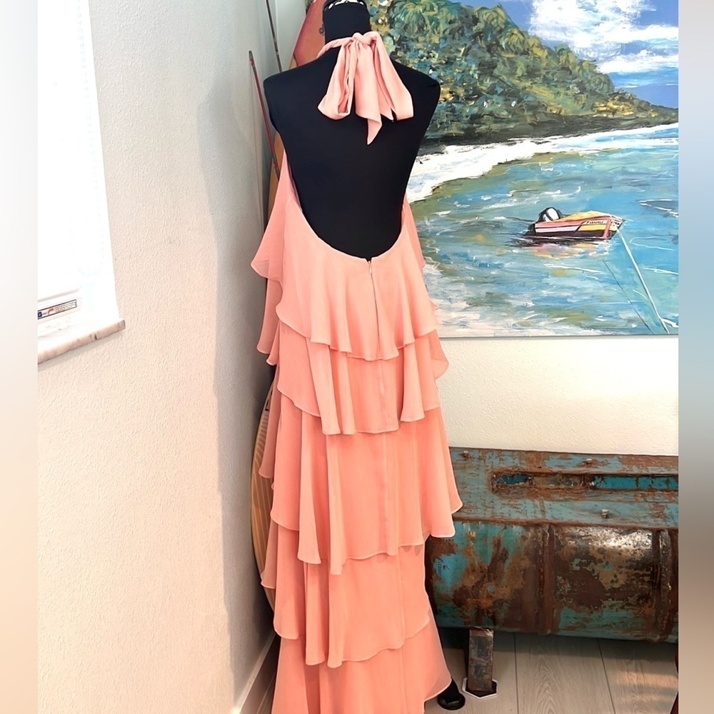 NWT, Antonio Melani,Mariela, Soft Chiffon Tiers Open-Back,Halter Neckline,Size 6 - Picture 8 of 16